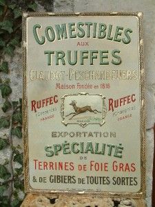 Antique French Paris Enamelled Metal Shop Advertising Sign Foie Gras 
