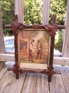 Antique Wood Tramp Art Picture Frame Excellent Condition