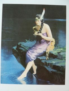 Arthur Indian Maiden Princess Minnehaha Braiding by Lake Pin Up 10x12 