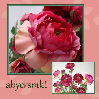 22 Ranunculus Rose Silk Flowers Artificial Pink Beauty Arrangements 