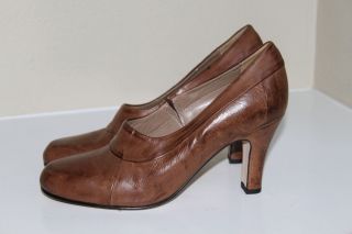 New Anyi Lu Soul Chestnut Brown Leather Pump Shoes Heels Sz 9 5 39 5 