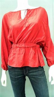 Aaron Ashe Michael Misses s Blouse Top Nilerive Red Solid Long Sleeve 