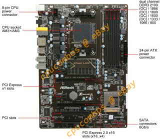   Eight Core CPU 16GB DDR3 RAM ASRock CFX SATA6 USB3 Motherboard