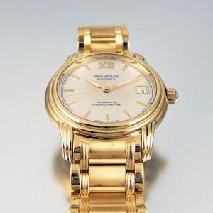 Bucherer Archimedes 36mm 18K Yellow Gold Automatic Mens Watch New 
