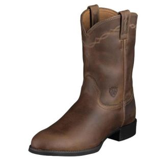 Ariat Mens Heritage Pull on Roper Cowboy Boot Distressed Brown 