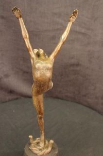 Large Bronze Girl Ballerina Ballet Dancer Female Art Deco Figurine 