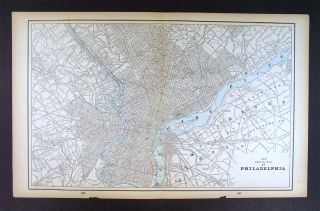 1893 Antique Map Philadelphia City Plan Pennsylvania