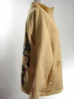 Spa by Chicos Sz 2 M L Zip Jacket Embroidered Asian Theme
