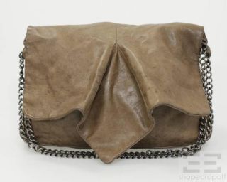 YIGAL AZROUEL Tan Asymmetric Flap Leather Chain Strap Shoulder Bag 