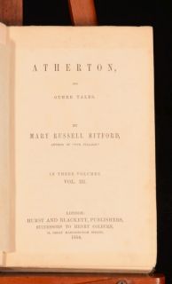 1854 3VOL Atherton and Other Tales Mary Russell Mitford First Editions 