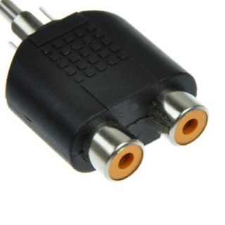   Phono 1 Male to 2 Femal M F Audio Y Splitter Plug Adapter Silver 1