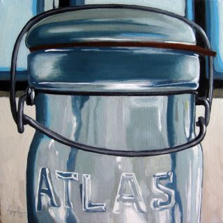Old Atlas Canning Jar Realistic Still Life Original Oil Painting by L 