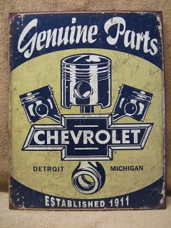 Chevy Parts Pistons Tin Metal Sign Decor Auto Truck