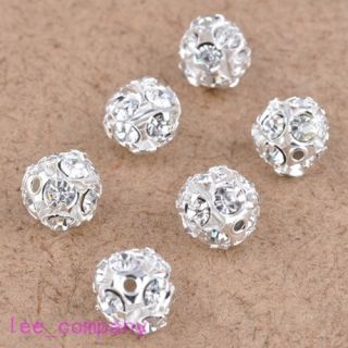 10 Pcs Austrian Crystal Silver Plated Spacer Loose Beads Charms 