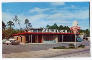   Vintage Mississippi City MS Postcard San Beach Steak Inn 1957 Autos