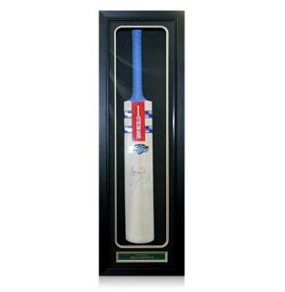 Framed cricket bat hand signed by the English cricket legend Sir Ian 