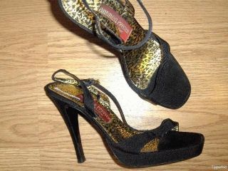 ANDREA PFISTER Couture black Platform Stiletto heels leopard sole 