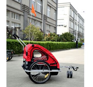 2in1 Double Kids Baby Bike Bicycle Trailer Stroller Jogger Carrier 