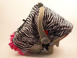 Infant Baby Car Seat Canopy Cover Tent Cover Seat Cover Zebra Hot Pink 