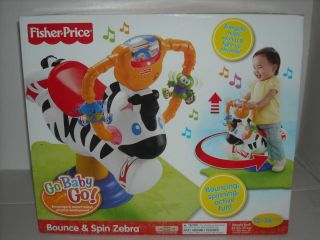 New Fisher Price Go Baby Go Bounce Spin Zebra Music Sounds