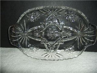 Cut glass oval two section divided dish in excellent condition