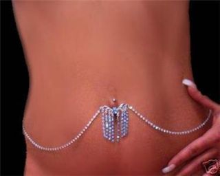Showgirl Dancer Pierced Navel Rhinestone Belly Chain