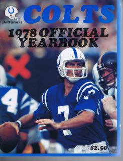 1978 Baltimore Indianapolis Colts NFL Football Yearbook