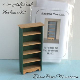 24 HALF Scale Wooden Bookcase KIT   DIY  Dollhouse Miniature
