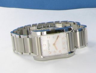 baume et mercier hampton med 10020 silver dial steel mens watch nib $ 