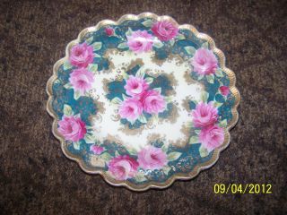 BeautifulHand Painted Vintage Nippon Plate w/Flowers & Gold Trim MUST 
