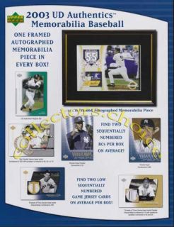   Sell Sheet 2003 Upper Deck UD Authentics Memorabilia Baseball