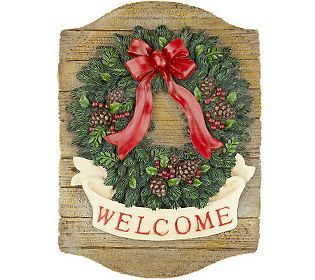 Balsam Wreath Plaque with Welcome Banner by Valerie