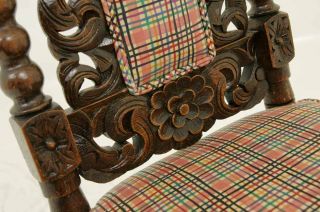 Antique Scottish Carved Oak Barley Twist Chair