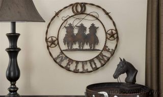   Star Horseshoe COWBOY WELCOME PLAQUE Western Barn Sign BARBED WIRE Art