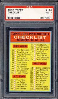 1962 Topps Football Checklist 176 PSA 7