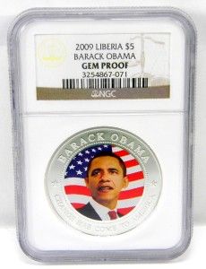 925 Sterling Silver Barack Obama 2009 $5 Five Dollars Gem Proof