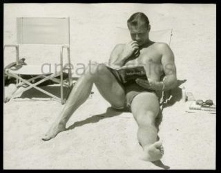 Lex Barker Vintage Sexy Photograph in Swimsuit Beach J Watson Webb Jr 