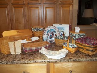 Big Lot of Longaberger Baskets, Pottery, and Wrought Iron Milk and 