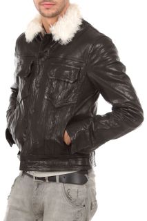 Neil Barrett New Man Leather Jacket Coat Sz M BPE128 C3705 Made in 