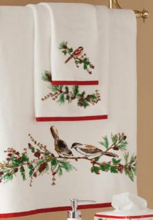   Bird Chickadee Christmas Holiday Bath Hand or Fingertip Towel