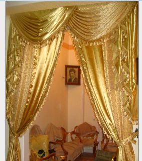 Curtain Gold Drapes Tassel Hand Made Egyptian Furnishing Beautiful 
