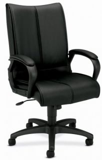Basyx by HON HVL111 Executive Home Office Black Leather High Back 