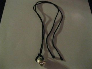 Tiffany Co Elsa Peretti Black Silk Rope Necklace with Sterling Bauble 