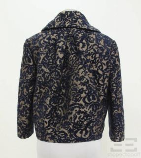 Luisa Beccaria Blue & Gold Brocade Print 3/4 Sleeve Jacket Size 44