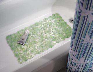 New InterDesign Leavz Leaves Bath Tub Mat Protector Grn