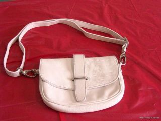 Fab Roots Canada White Leather Shoulder Bag Purse