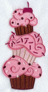 Cupcakes Stack Embroider Bathroom Hand Towel Set of 2