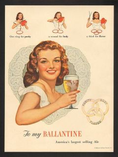 1948 Ballantine Ale Valentine Girl Vintage Print Ad