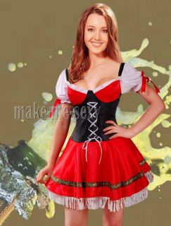 Sexy Red German Beer Girl Cosplay Fancy Dress Costume XL A018 
