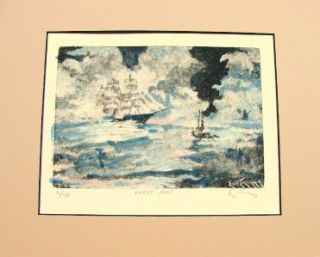 ghost ship 2 40 original etching pencil signed by barry euren